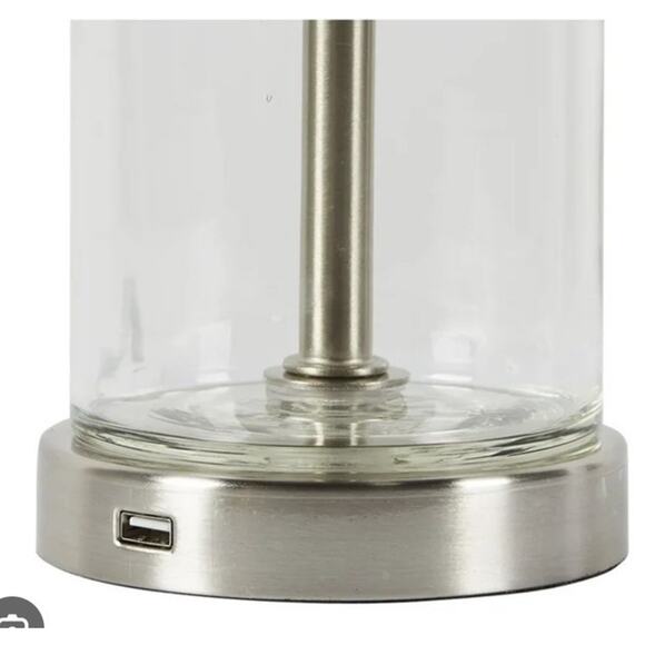 Better Home Garden Table Lamp Glass Stainless USB - Picture 2 of 4